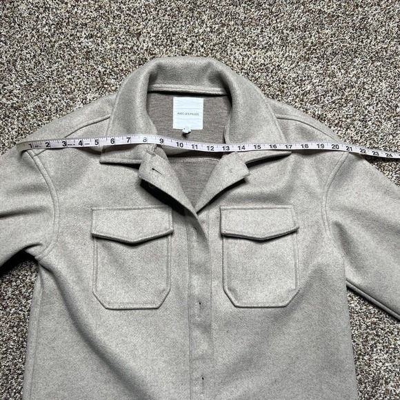 NWOT Avec Les Fille Shirt Jacket Small Button Down Shacket Melange Oatmeal Beige - Picture 7 of 9